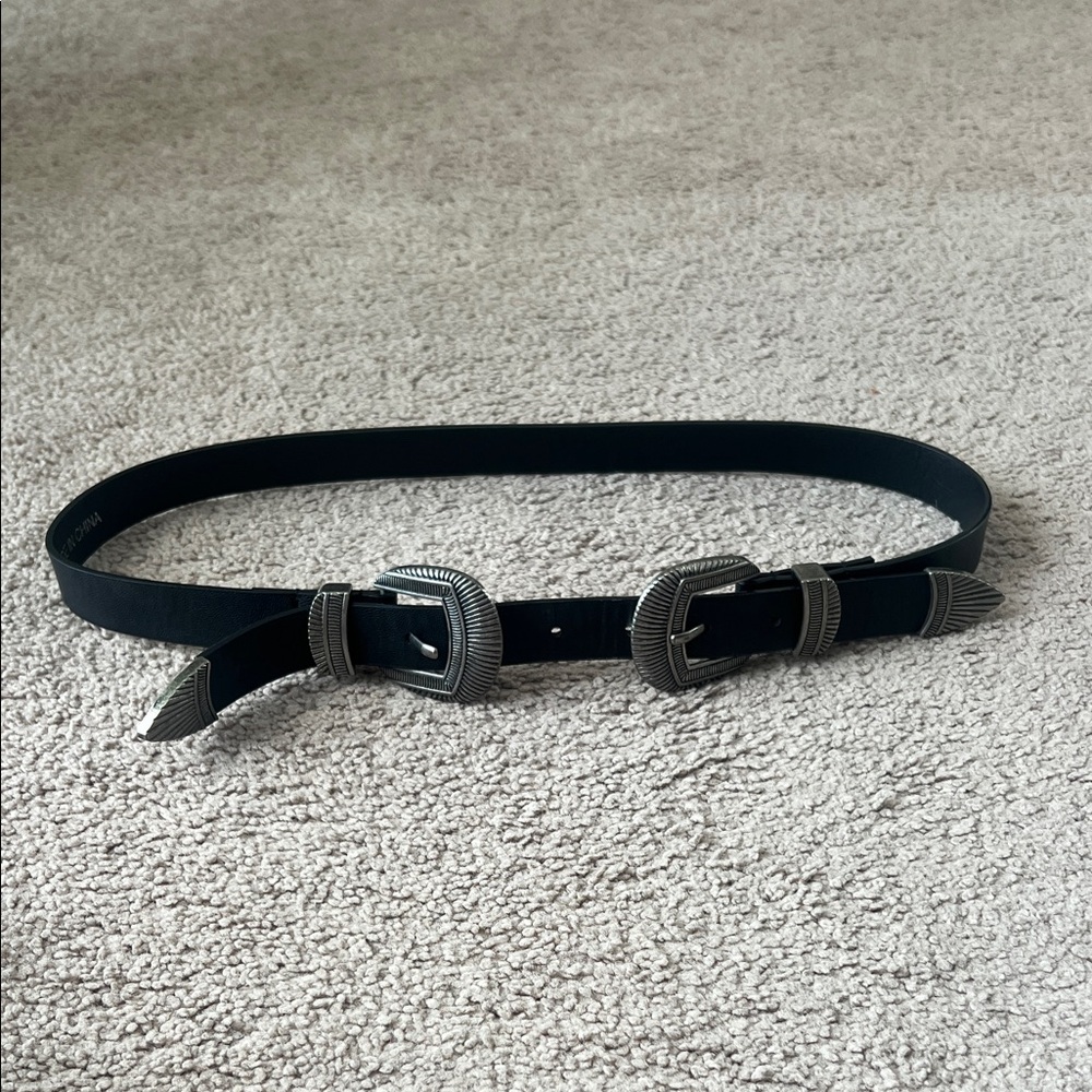 Black Double Buckle Belt